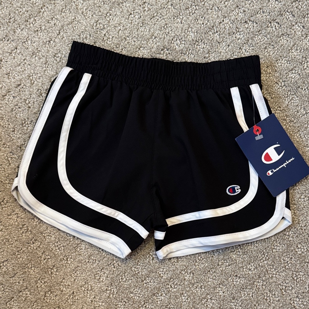 Champion Kids Black Shorts with White Trim
